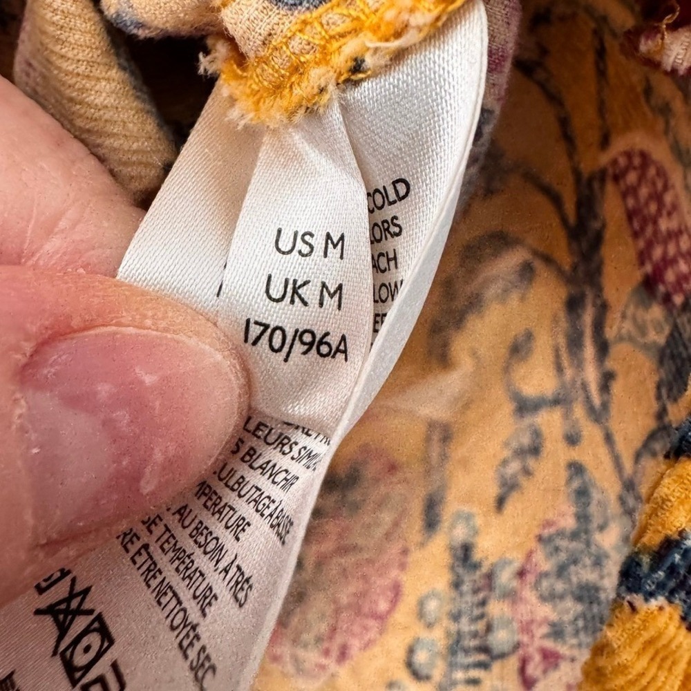 Pilcro Anthropologie Medium Corduroy Shirt Yellow Floral Paisley Long Sleeve - Picture 4 of 6